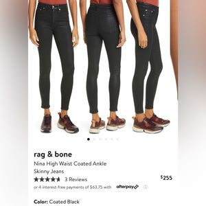 Rag & Bone Black Coated Jean Leggings